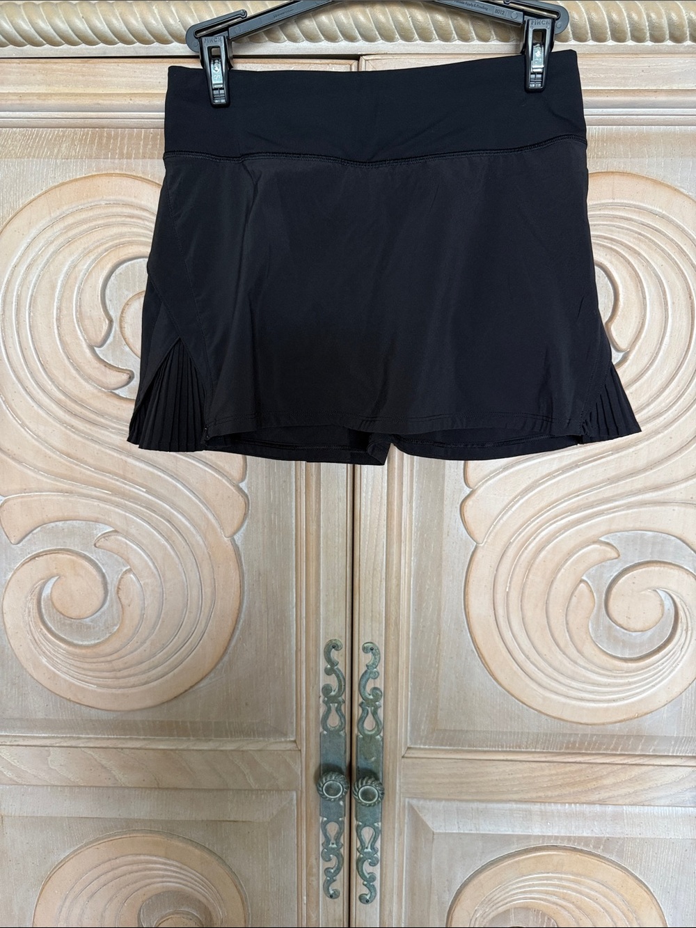 Black Pleated Hem Active Skort - Women Shorts